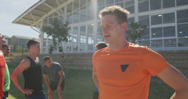 Exhausted Athlete Taking Break During Outdoor Training - Download Free Stock Images Pikwizard.com