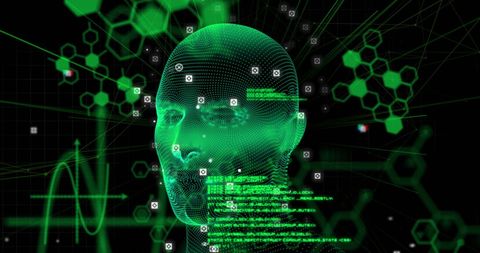 Digital Head with Data Stream in Virtual Space - Download Free Stock Images Pikwizard.com