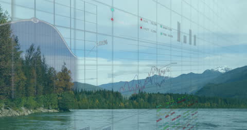 Financial Data Visualization Over Serene Landscape