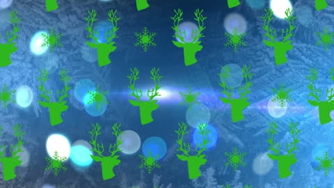 Festive Reindeer Head Pattern on Frosty Background