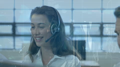 Business Professional Using Headset in Tech Environment