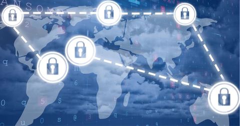 Global Cybersecurity Network with Data Protection Concept