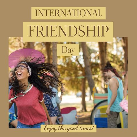 International Friendship Day Celebration with Dancing Friends Outdoors
