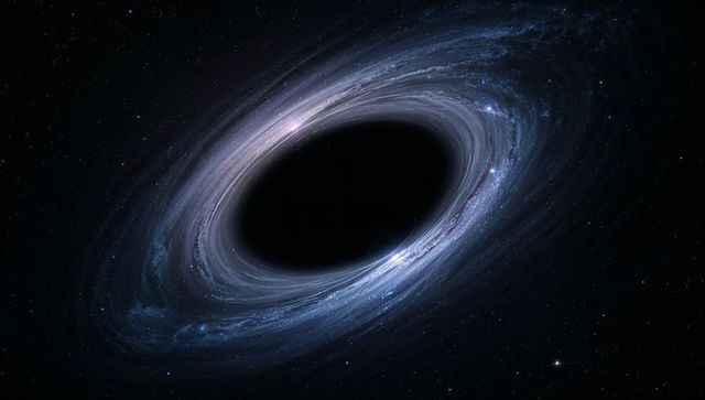 Accretion disk spiraling around mysterious black hole in cosmic expanse