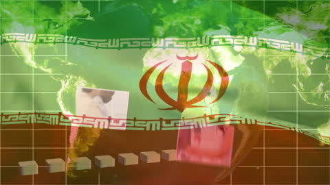Digital Finance Animation Over Iran Flag Illustration