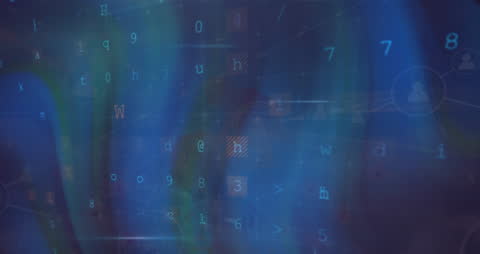 Abstract Digital Data Animation with Network Interface Icons