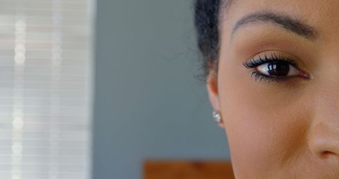 Close Up of Woman's Face Showing Blinking Eye