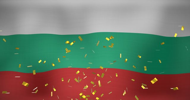 Confetti Falling Over Waving Bulgarian Flag Representing Celebration - Download Free Stock Images Pikwizard.com