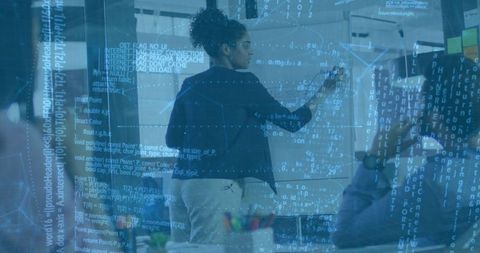 Businesswoman Innovating Ideas Mixing Physical and Digital