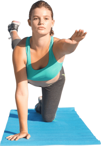 caucasian woman exercising on mat with transparent background - Download Free Stock Videos Pikwizard.com
