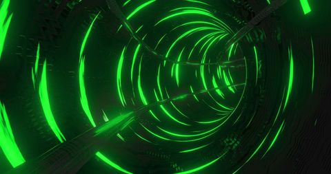 Futuristic Green Glowing Tunnel with Vivid Light Trails