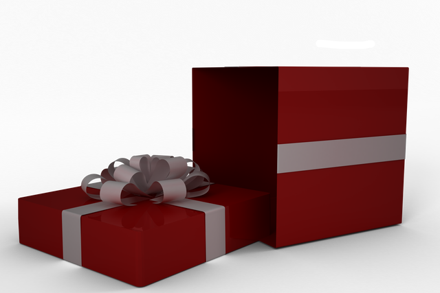 Transparent Red and White Gift Box with Silver bow - Download Free Stock Videos Pikwizard.com