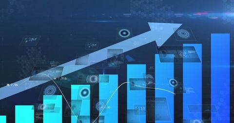 Increasing Graph and Arrow with Digital Interface and Data Visualization - Download Free Stock Images Pikwizard.com