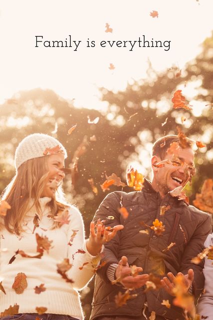 Family Enjoying Autumn Day Outdoors With Falling Leaves - Download Free Stock Templates Pikwizard.com