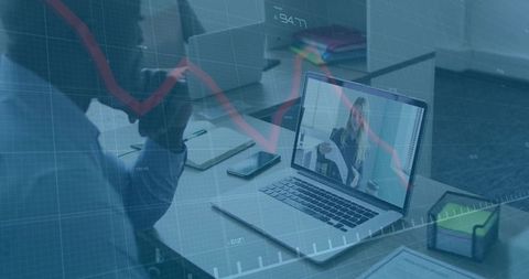 Virtual Meeting with Financial Analysis Overlay