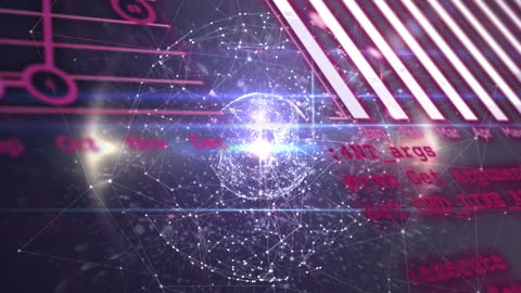 Digital Network with Global Connections and Data Processing Globe