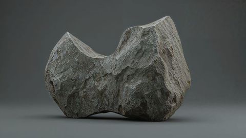 Abstract Grey Rock on Smooth Surface with Dark Backdrop
