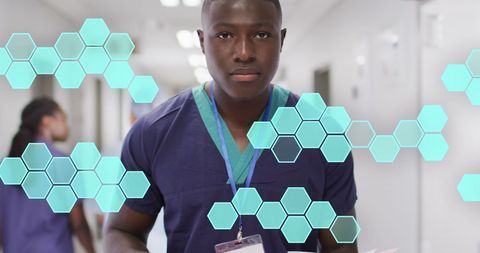 Confident African American Doctor with Digital Interface in Hospital