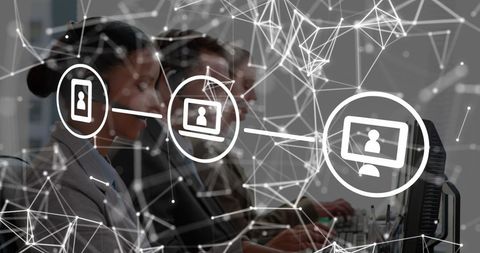 Innovative Data Network Overlaying Business Office - Download Free Stock Images Pikwizard.com