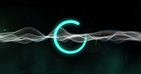 Futuristic Digital Arc with Wavy Dots in Cosmic Space