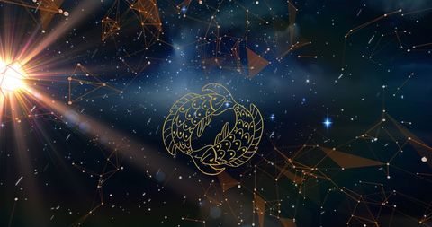 Pisces Zodiac Sign with Cosmos and Glowing Stars - Download Free Stock Images Pikwizard.com
