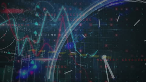 Digital Finance Data and Clock Overlay on Global Map
