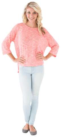 Confident Blonde Smiling in Casual Clothes Transparent Background