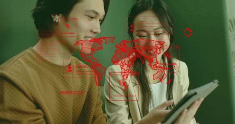 Alert: cybersecurity analysis with red system hacked overlay