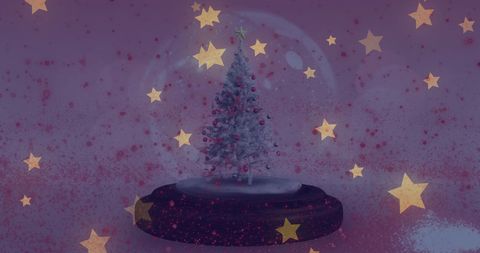 Magical Christmas Tree Inside Snow Globe with Falling Stars - Download Free Stock Images Pikwizard.com