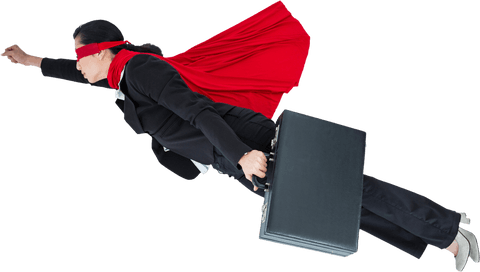 businesswoman flying with red cape and briefcase, transparent background - Download Free Stock Videos Pikwizard.com