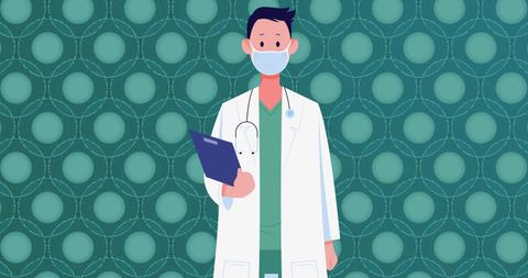 Animated Doctor with Mask Holding Clipboard