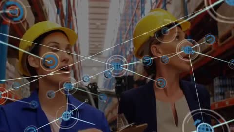 Warehouse Team Collaborating with Inventory Network Technology