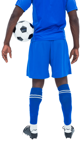 Transparent soccer player with ball ready for action