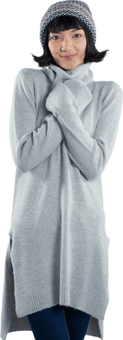 Woman in warm winter clothing on transparent background