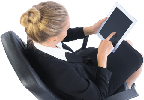 transparent view of blonde businesswoman using tablet - Download Free Stock Videos Pikwizard.com