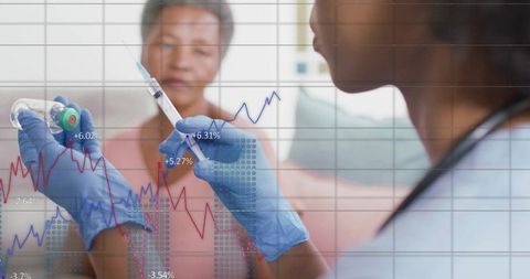 Nurse Administering Vaccine to Elderly Patient in Clinical Setting