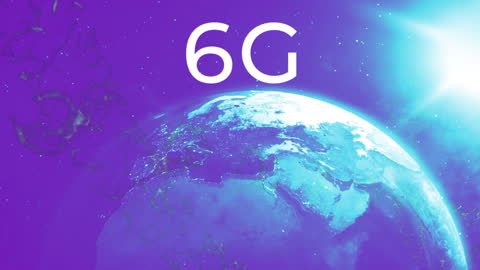 Futuristic Animation of 6G Technology Around Rotating Earth