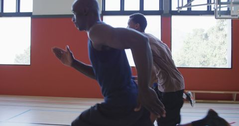 Intense Training Session with Male Basketball Athletes in Action