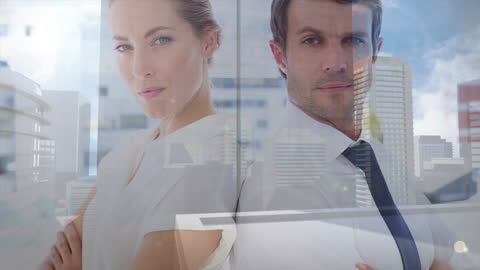 Confident Business Team in Modern Cityscape Composite