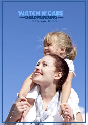 Joyful childcare promotion with smiling woman and happy child