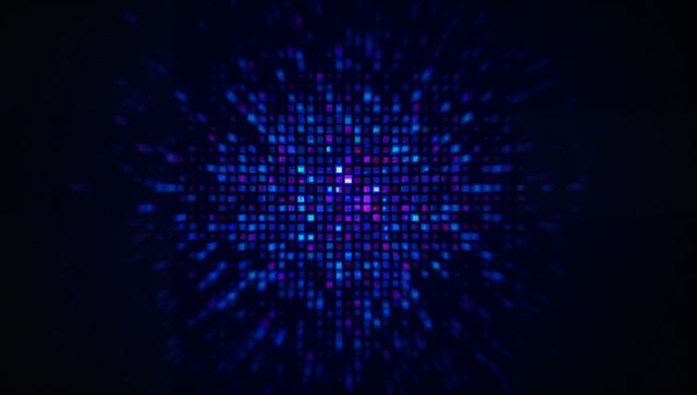 Futuristic Neon Digital Visualization with Pulsating Pixels