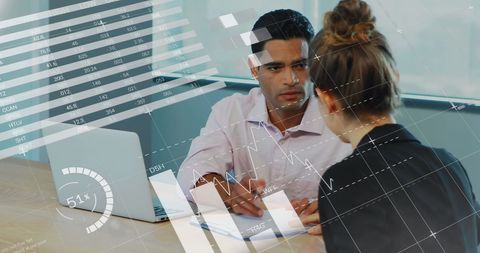 Business Team Analyzing Digital Data Monitoring Growth Charts