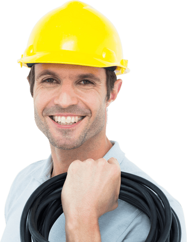 happy electrician carrying wire on transparent background - Download Free Stock Videos Pikwizard.com
