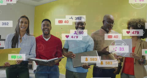 Diverse Team Engaging in Social Media Discussions