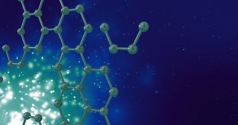 3d molecule structure with glowing lights on blue background - Download Free Stock Images Pikwizard.com