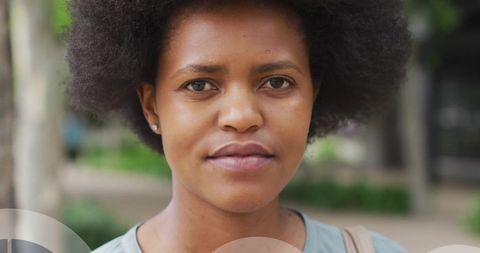 Confident african american woman with natural hair outdoors