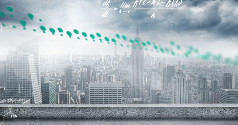 Digital Data Overlays with Modern Cityscape New York Background