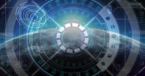 Futuristic HUD Interface over Planet in Orbit