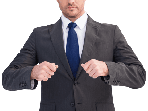 Transparent Mid-Section of Businessman with Clenched Fists