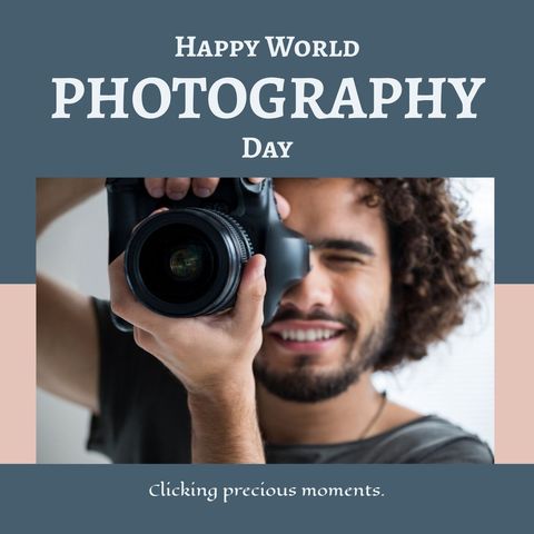 Celebrating World Photography Day with Smiling Photographer - Download Free Stock Templates Pikwizard.com